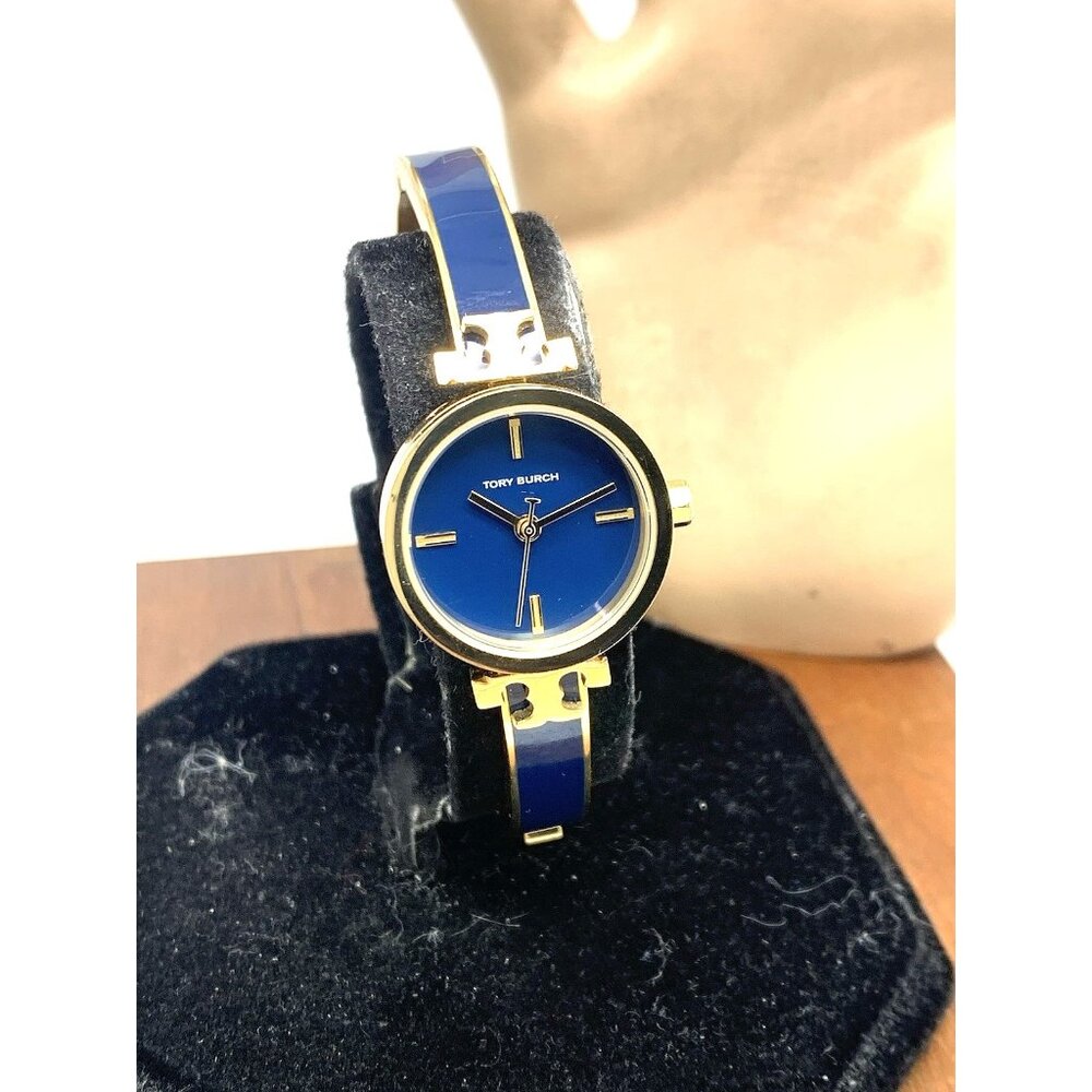 Tory Burch Womens Watch TBW1400 Kira Gold Blue Dial Bangle Petite 22mm Steel